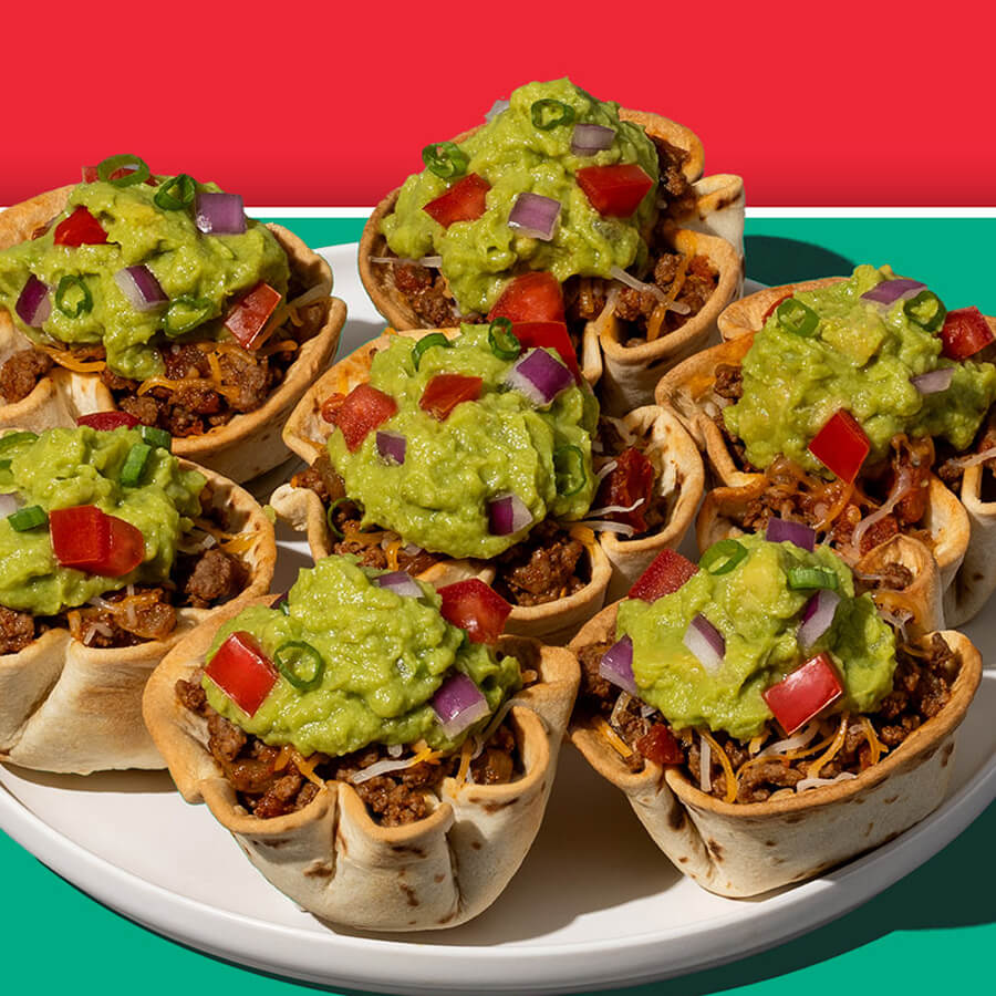 gameday taco cups with guacamole